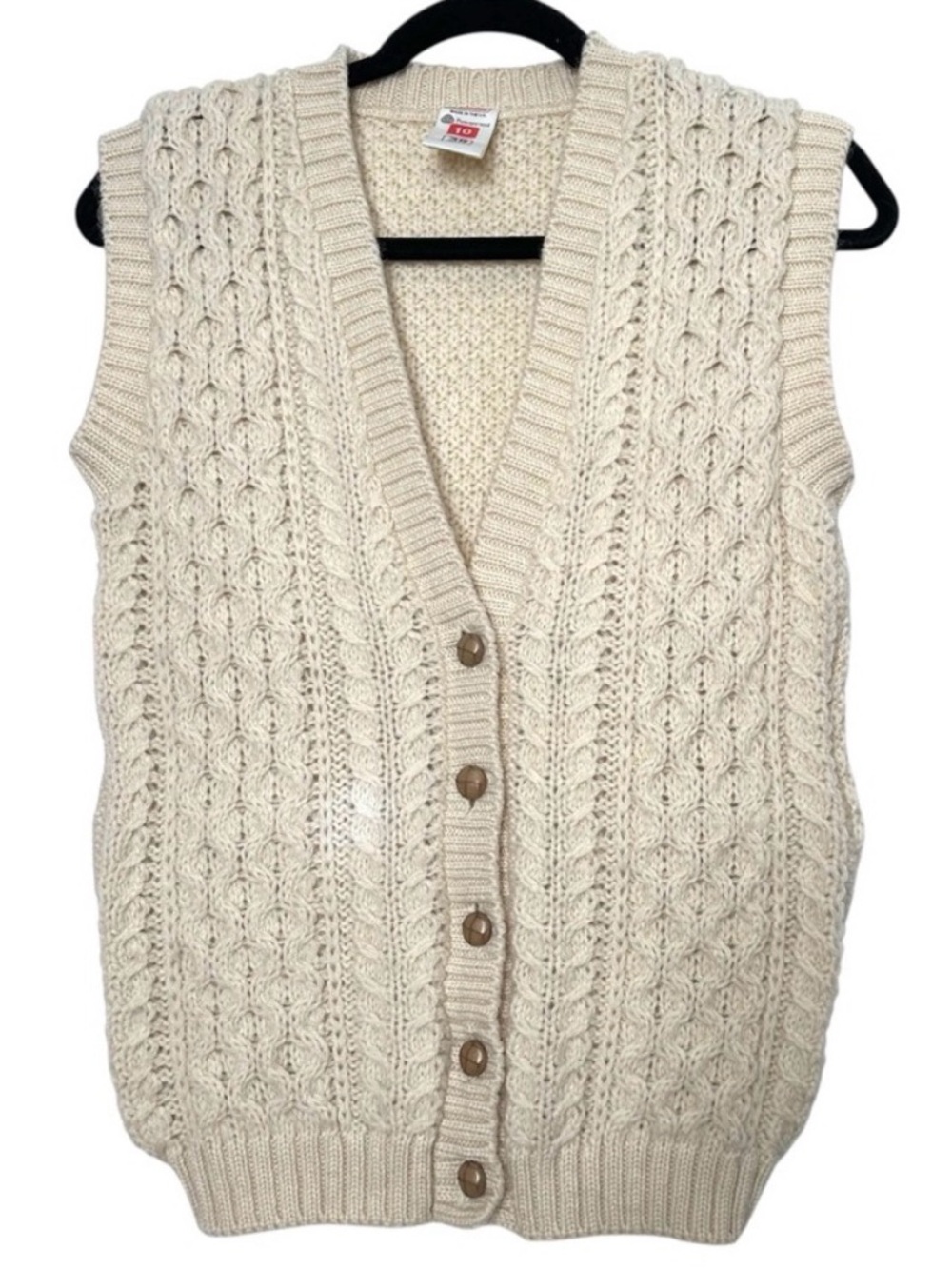 Fishermancore Cream Cable Knit Wool Vest Old Money Heritage Chunky Grandpacore
